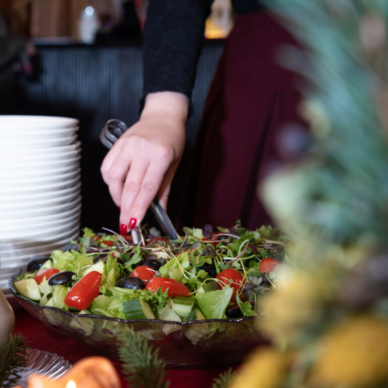 Noutopöytälounas ja jälkiruokakahvit poroaitauksen laavulla